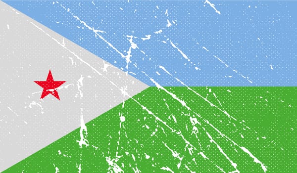 Flag of Djibouti with old texture.  illustration