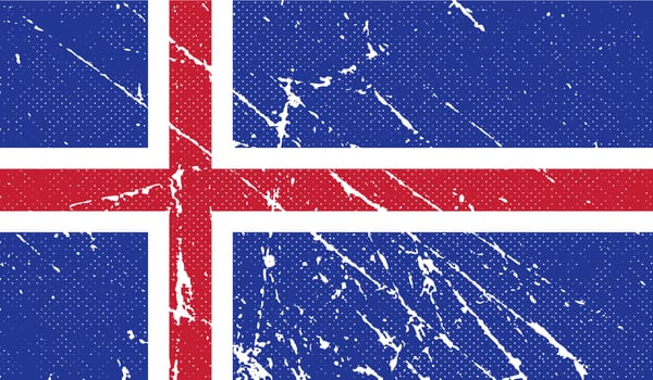 Flag of Iceland with old texture.  illustration