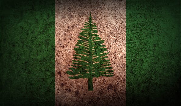 Flag of Norfolk Island with old texture.  illustration