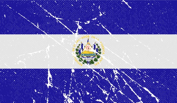 Flag of El Salvador with old texture.  illustration