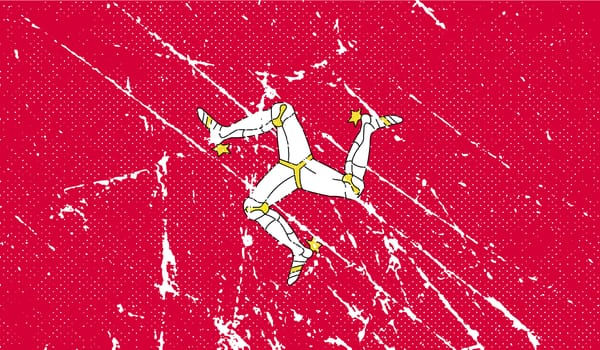 Flag of Isle of man with old texture.  illustration