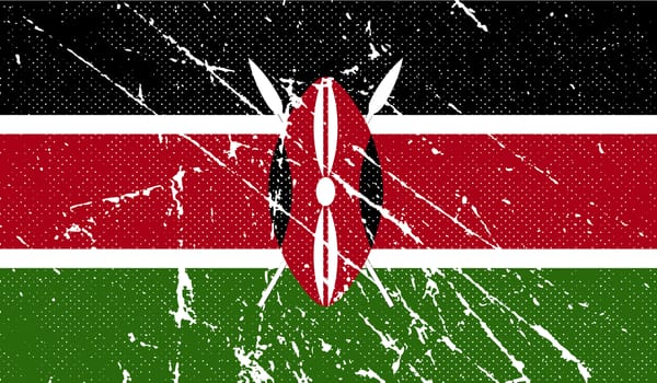 Flag of Kenya with old texture.  illustration