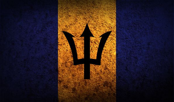 Flag of Barbados with old texture.  illustration