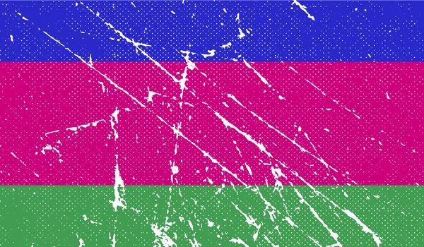 Flag of Kuban Peoples Republic with old texture.  illustration