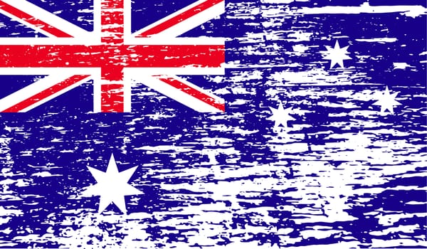 Flag of Australia with old texture.  illustration