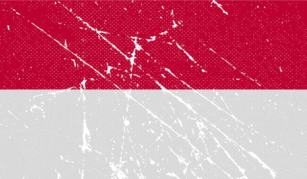 Flag of Indonesia with old texture.  illustration