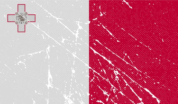 Flag of Malta with old texture.  illustration