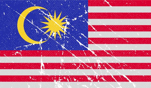 Flag of Malaysia with old texture.  illustration