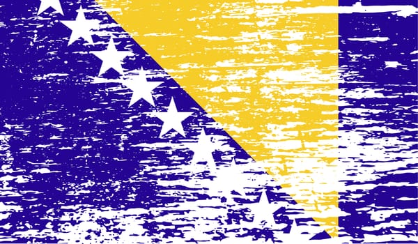 Flag of Bosnia and Herzegovina with old texture.  illustration