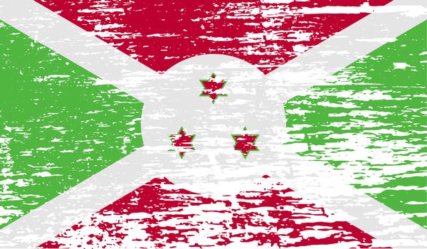 Flag of Burundi with old texture.  illustration
