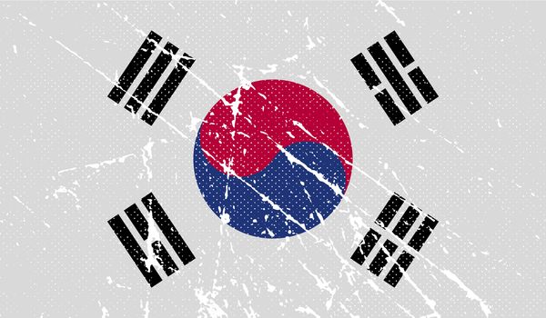 Flag of South Korea with old texture.  illustration