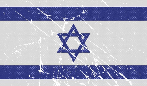 Flag of Israe with old texture.  illustration