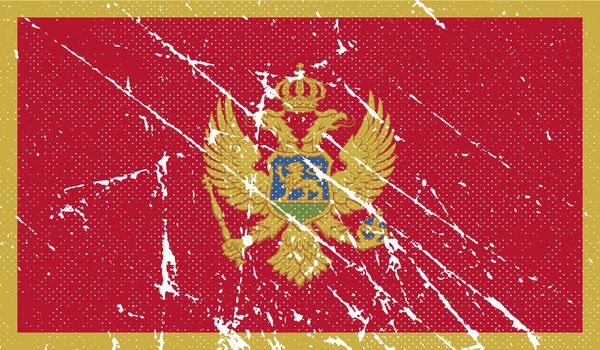 Flag of Montenegro with old texture.  illustration