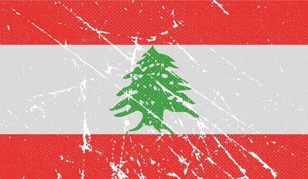 Flag of Lebanon with old texture.  illustration