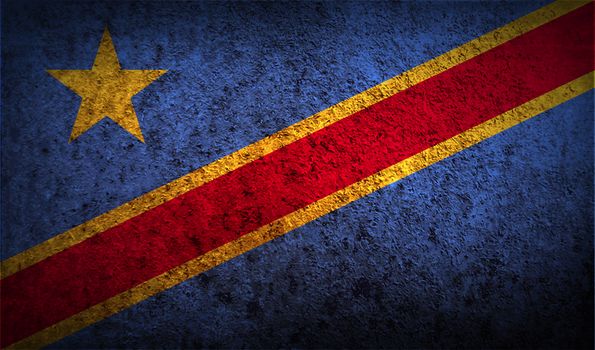 Flag of Congo Democratic Republic with old texture.  illustration