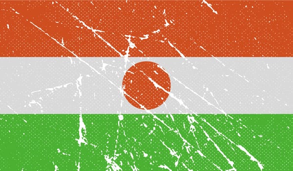 Flag of Niger with old texture.  illustration