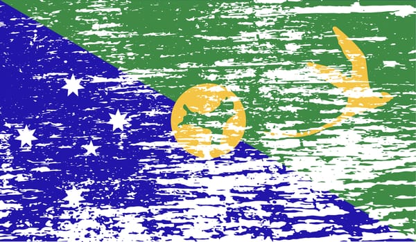 Flag of Christmas Island with old texture.  illustration