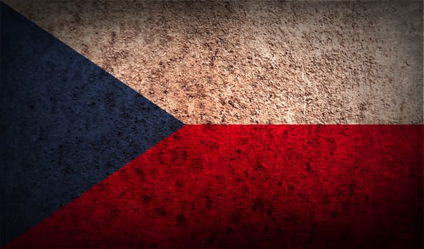 Flag of Czech Republic with old texture.  illustration