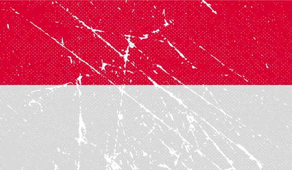 Flag of Monaco with old texture.  illustration