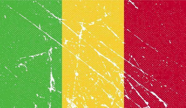 Flag of Mali with old texture.  illustration