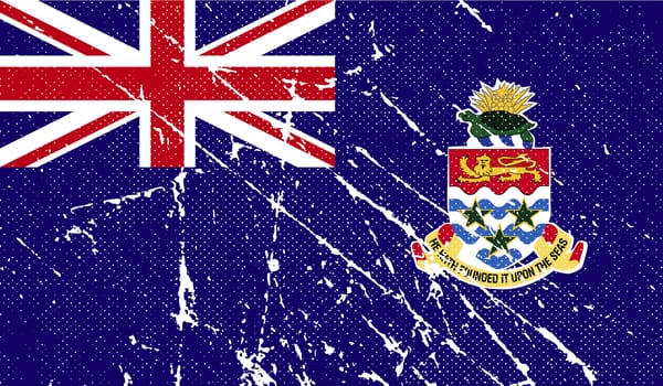 Flag of Cayman Islands with old texture.  illustration