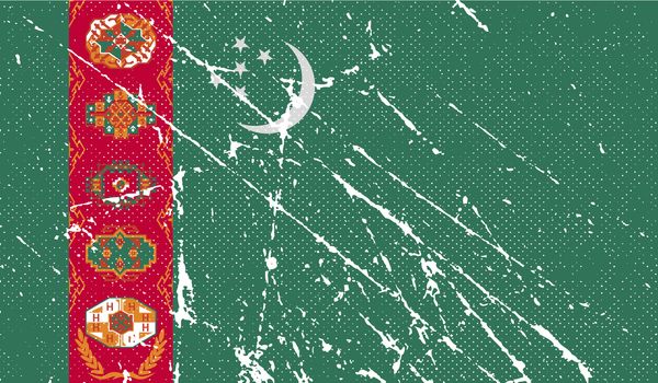 Flag of Turkmenistan with old texture.  illustration