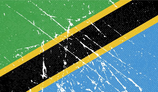 Flag of Tanzania with old texture.  illustration