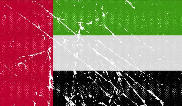 Flag of United Arab Emirates with old texture.  illustration