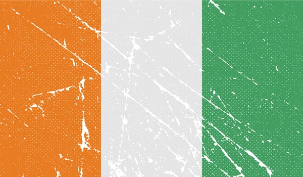 Flag of Cote divoire with old texture.  illustration