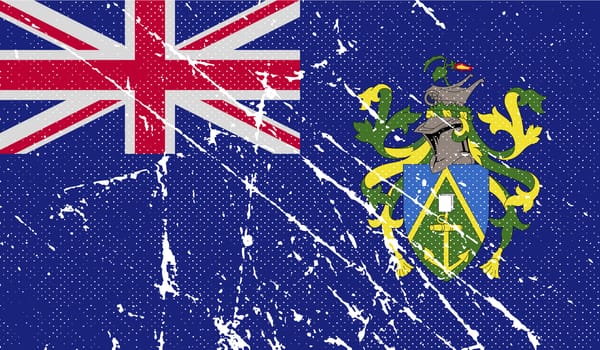 Flag of Pitcairn Islands with old texture.  illustration