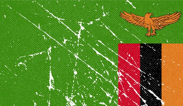 Flag of Zambia with old texture.  illustration