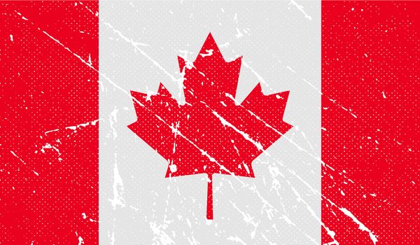 Flag of Canada with old texture.  illustration