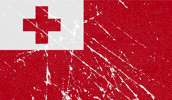 Flag of Tonga with old texture.  illustration