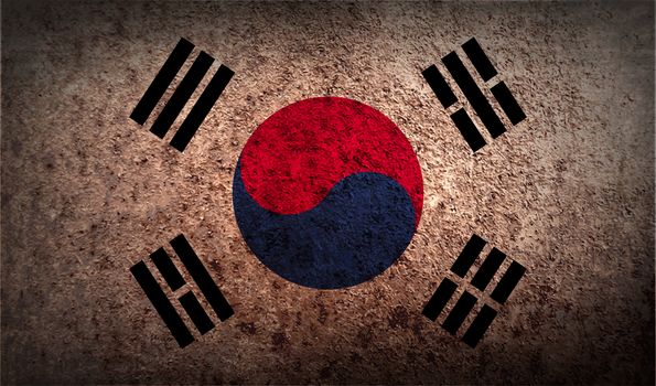 Flag of South Korea with old texture.  illustration