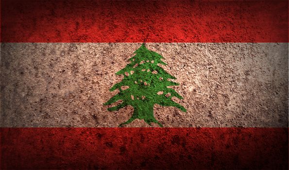 Flag of Lebanon with old texture.  illustration