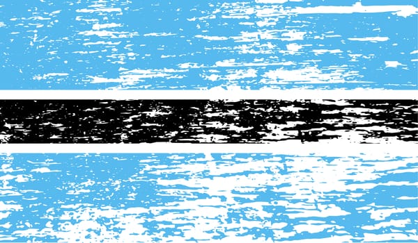 Flag of Botswana with old texture.  illustration