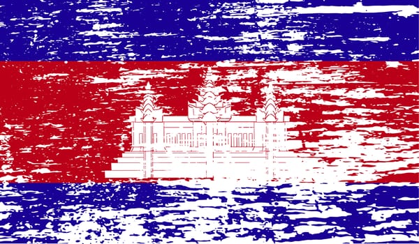 Flag of Cambodia with old texture.  illustration