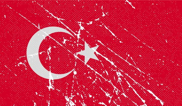 Flag of Turkey with old texture.  illustration