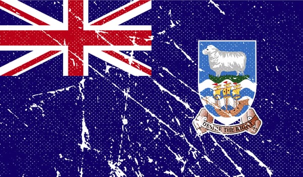 Flag of Falkland Islands with old texture.  illustration