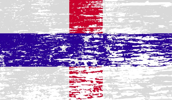 Flag of Netherlands Antilles with old texture.  illustration