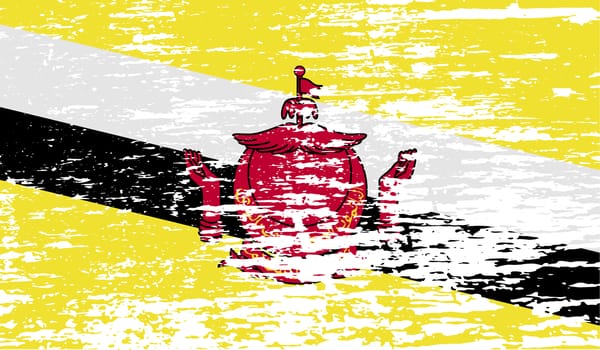 Flag of Brunei with old texture.  illustration