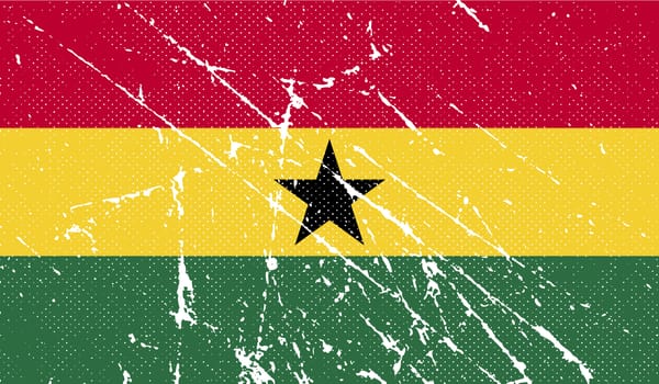 Flag of Ghana with old texture.  illustration