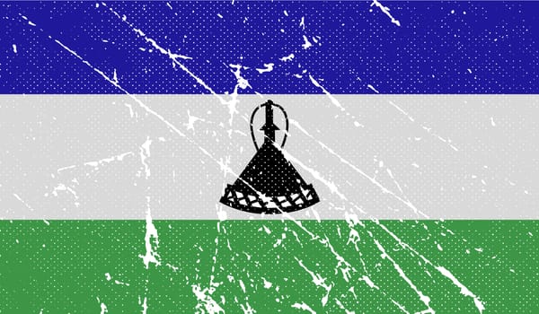 Flag of Lesotho with old texture.  illustration