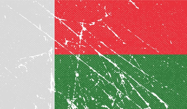 Flag of Madagascar with old texture.  illustration