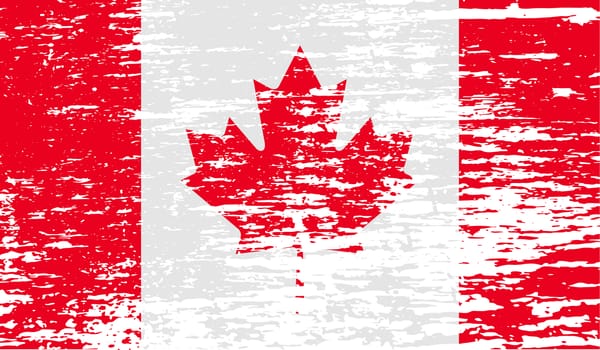 Flag of Canada with old texture.  illustration