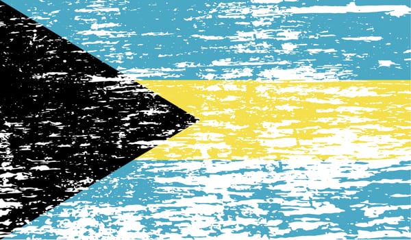 Flag of Bahamas with old texture.  illustration