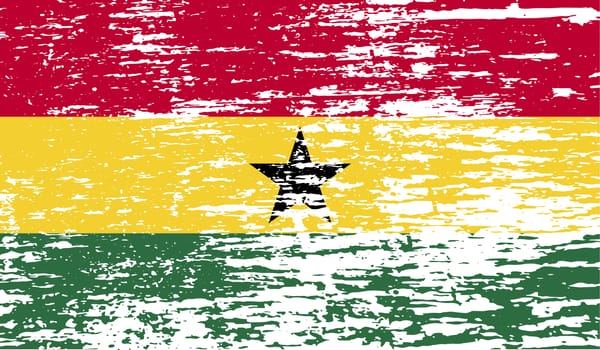 Flag of Ghana with old texture.  illustration