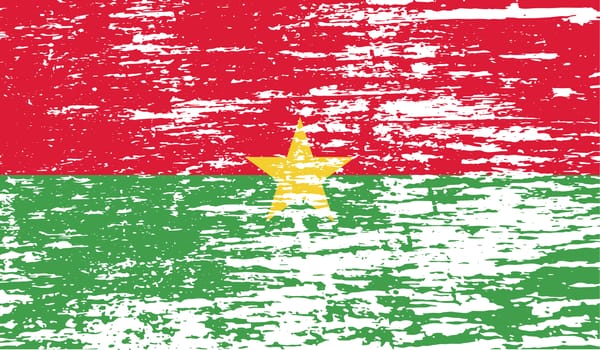 Flag of Burkina Faso with old texture.  illustration