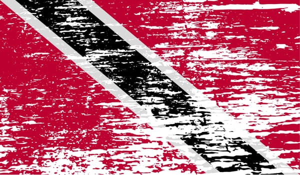 Flag of Trinidad and Tobago with old texture.  illustration