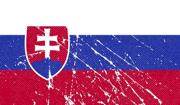 Flag of Slovakia with old texture.  illustration